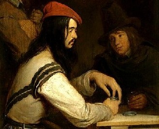 Man taking snuff in a Tavern